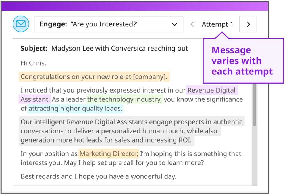 Conversica Dynamically Varies Each Attempt